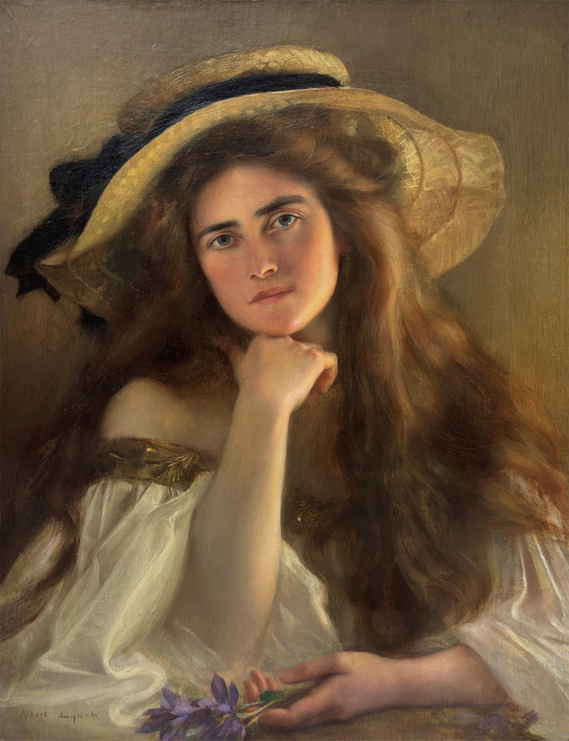 Young woman in a large picture hat
